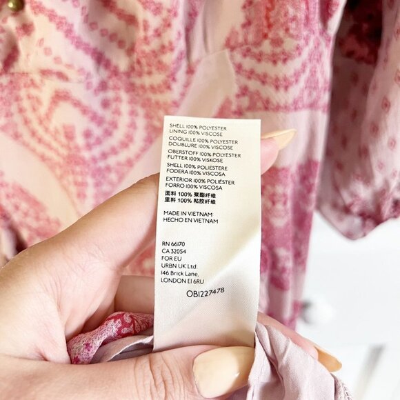 Free People Pink Puff Sleeve Billowy Open Back Mini Dress Women's Size Medium M - Picture 8 of 11